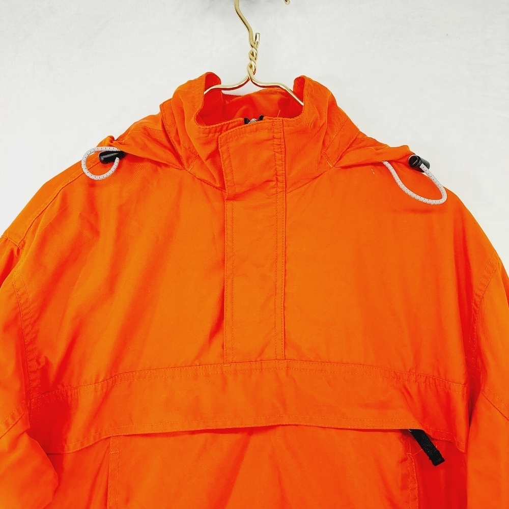 GAP Vintage Quarter Zip Orange Hooded Nylon Pocket Pullover Ski Jacket  P2931 - Picture 2 of 7